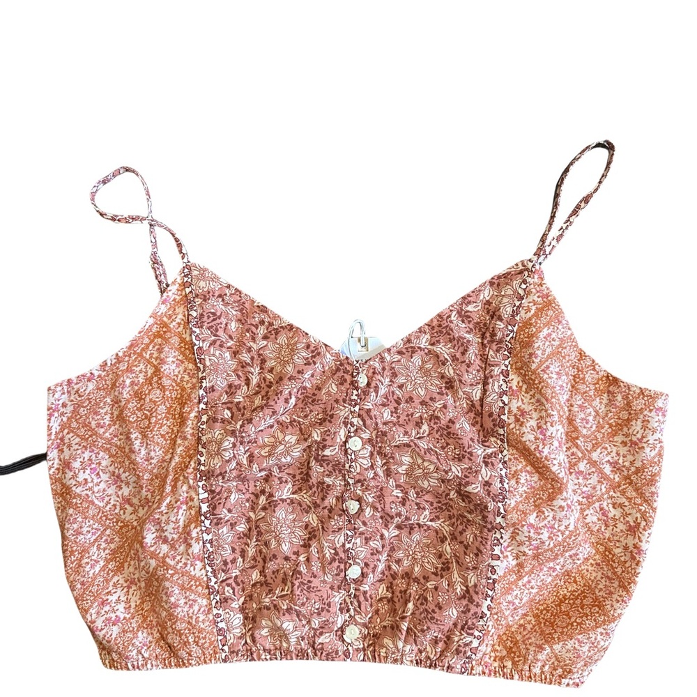 American Eagle Outfitters Orange Pink Embellished Crop Camisole